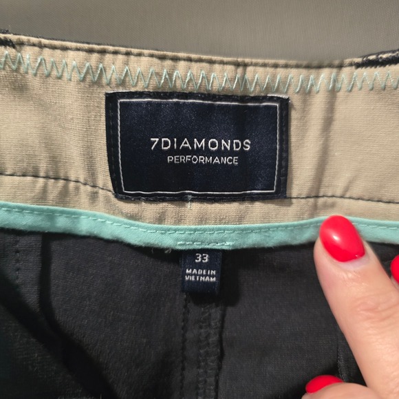 7 DIAMONDS PERFORMANCE Mens Shorts Size 33 Gray Performance Fabric Flat Front - Picture 4 of 12